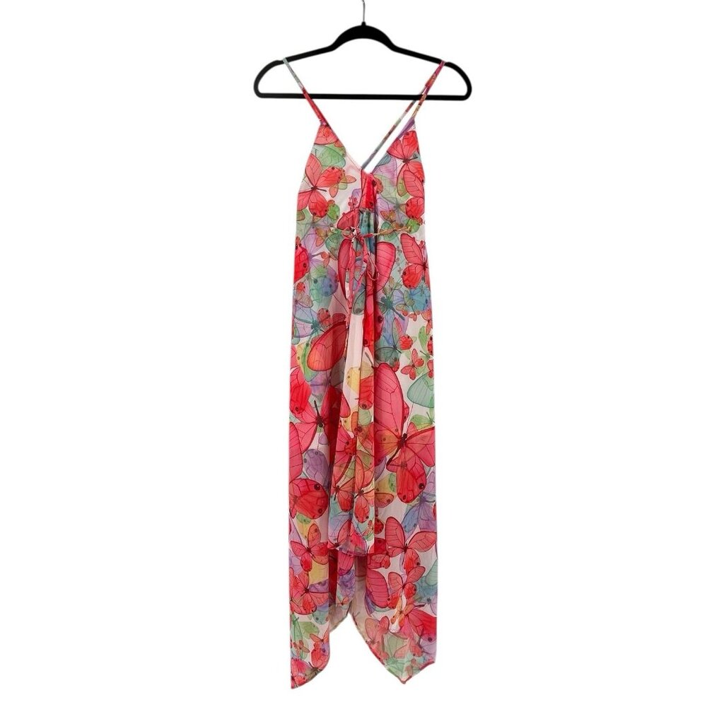MOLLY BRACKEN Women's Bright Butterfly Strappy Midi Summer Dress XS - Picture 1 of 7